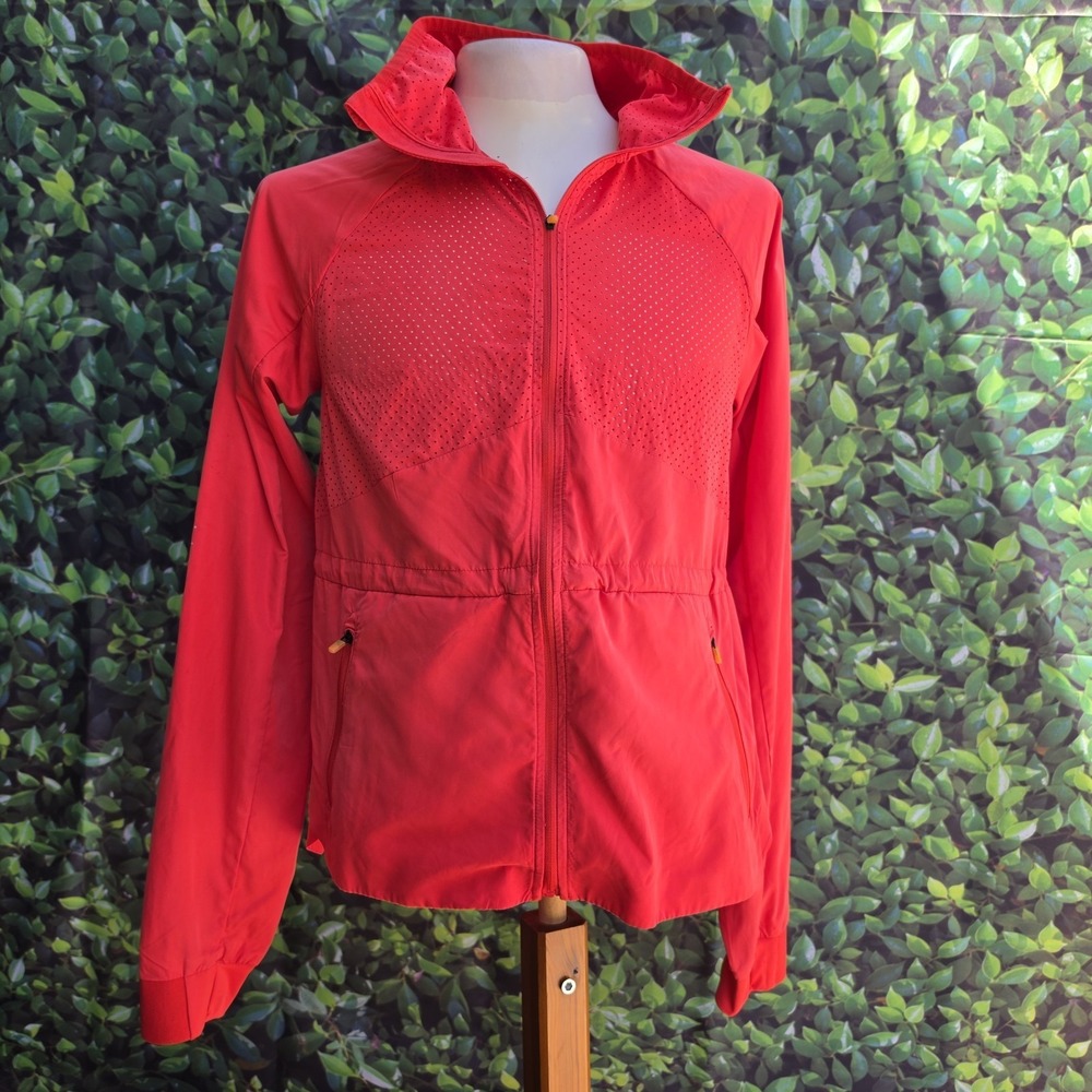 Champion Women's Large Red Zip Up Running Jacket Perforated Lightweight